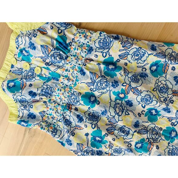 Hannah Andersson Womens Sundress Cottagecore Blue yellow Floral Print Runs Small - Picture 8 of 10